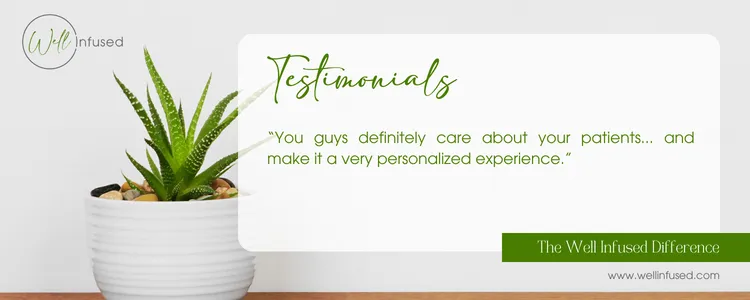 Well Infused client testimonial feedback card