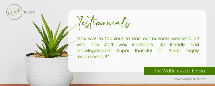 Well Infused client testimonial experience card