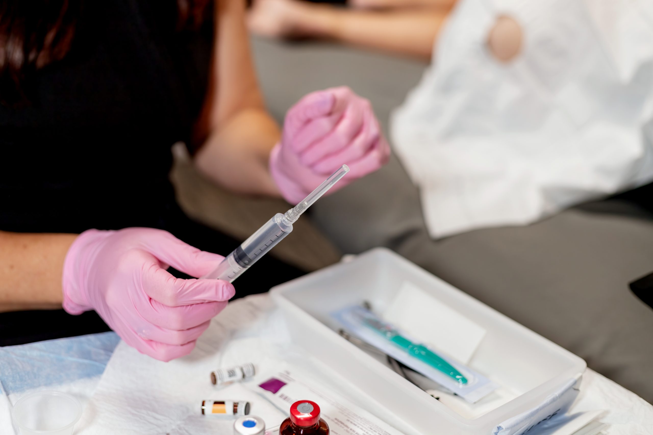 Hormone replacement therapy treatment supplies and syringe