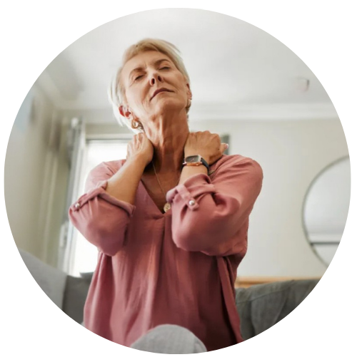 Woman with shoulder discomfort representing autoimmune health concerns