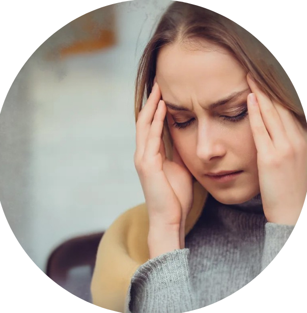 Woman with headache and migraine tension symptoms
