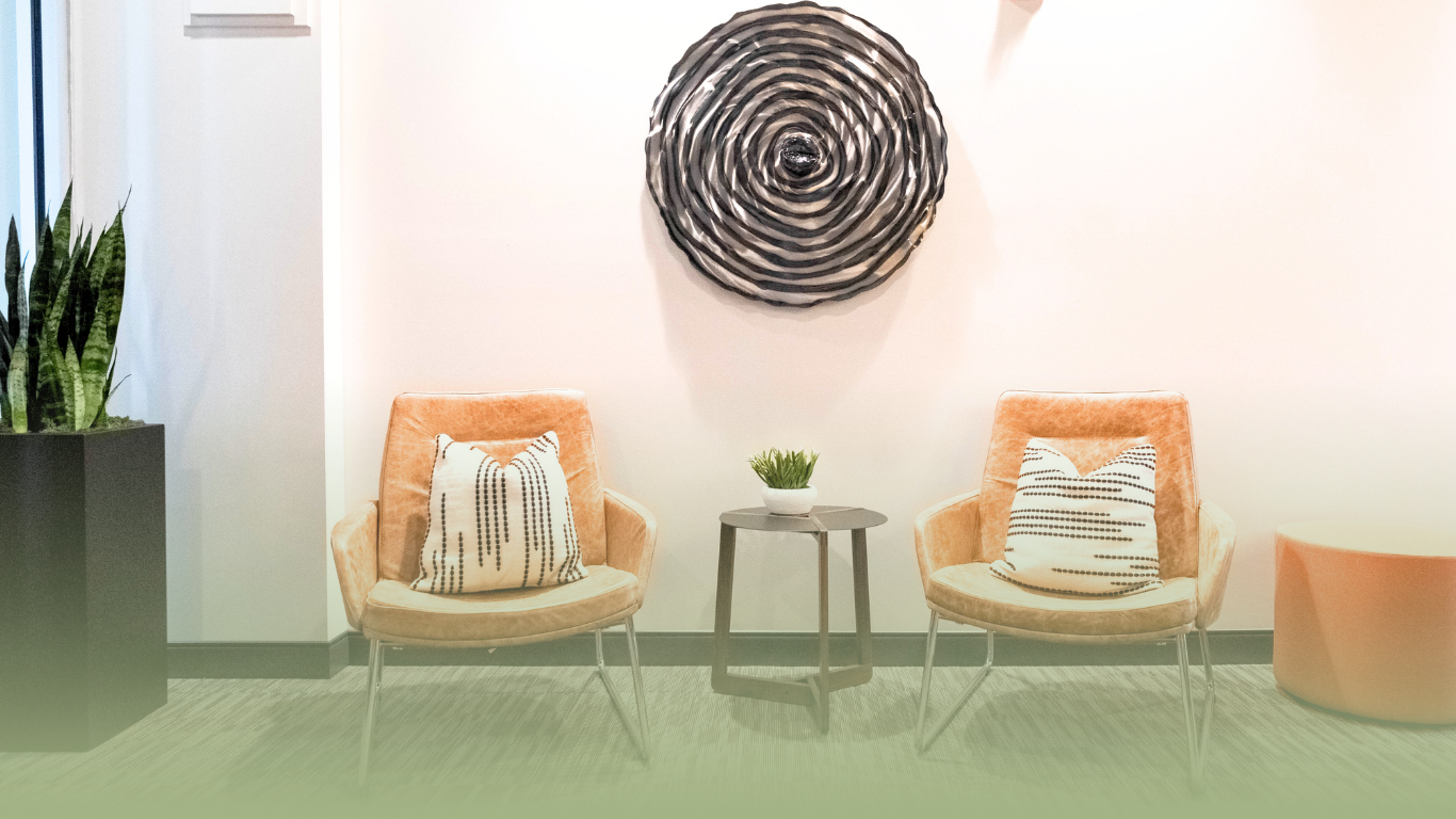 Well Infused membership page hero with wellness lounge chairs