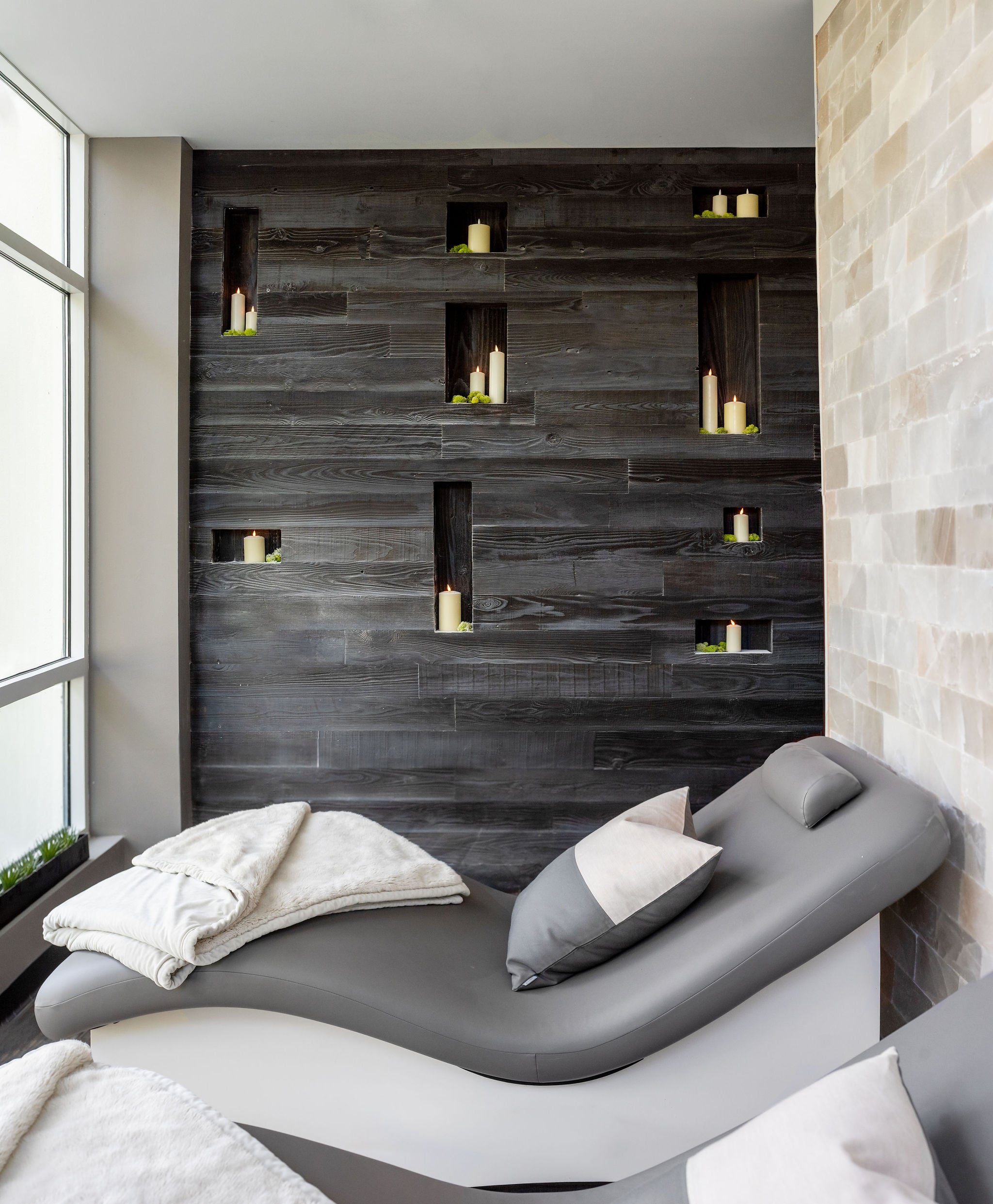 Salt room therapy lounge chairs inside a halotherapy room
