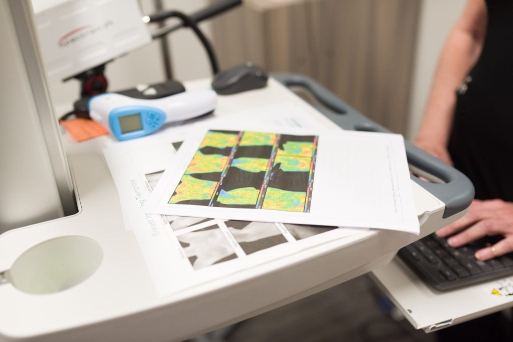 Breast thermography appointment materials and thermal images
