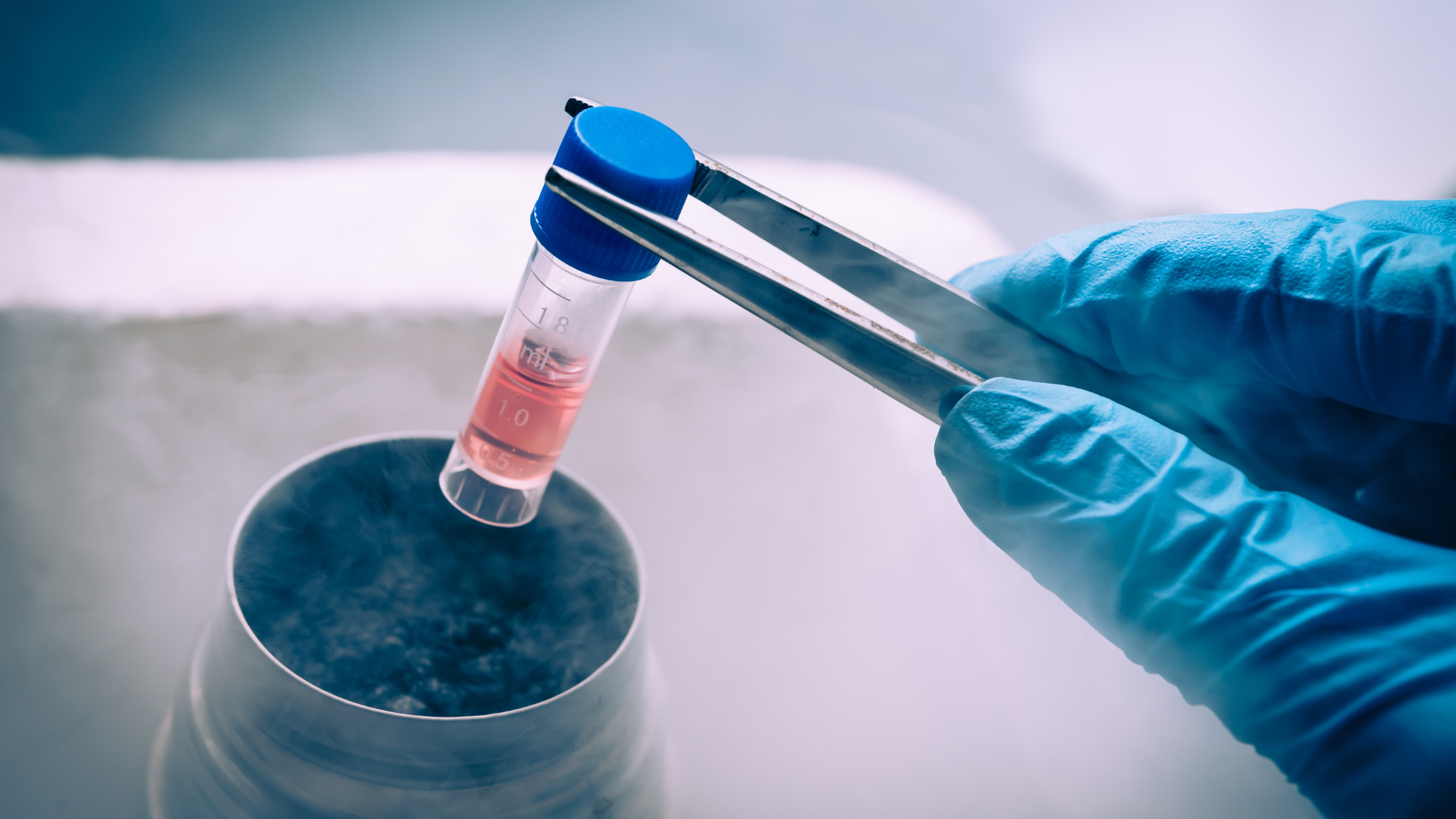 Regenerative medicine lab sample in a frozen container