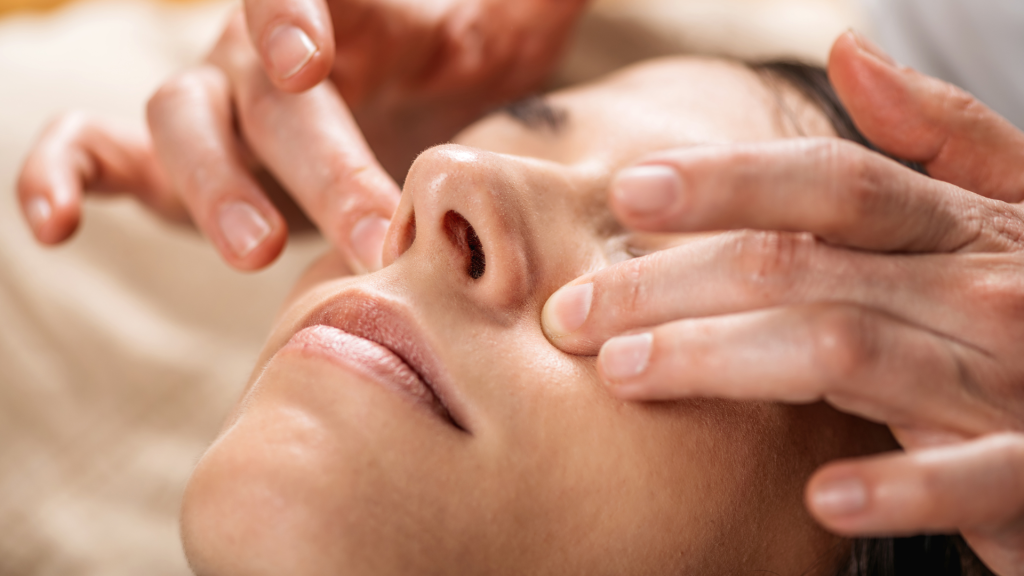 Facial treatment image representing anti-aging and cosmetic peptide therapy
