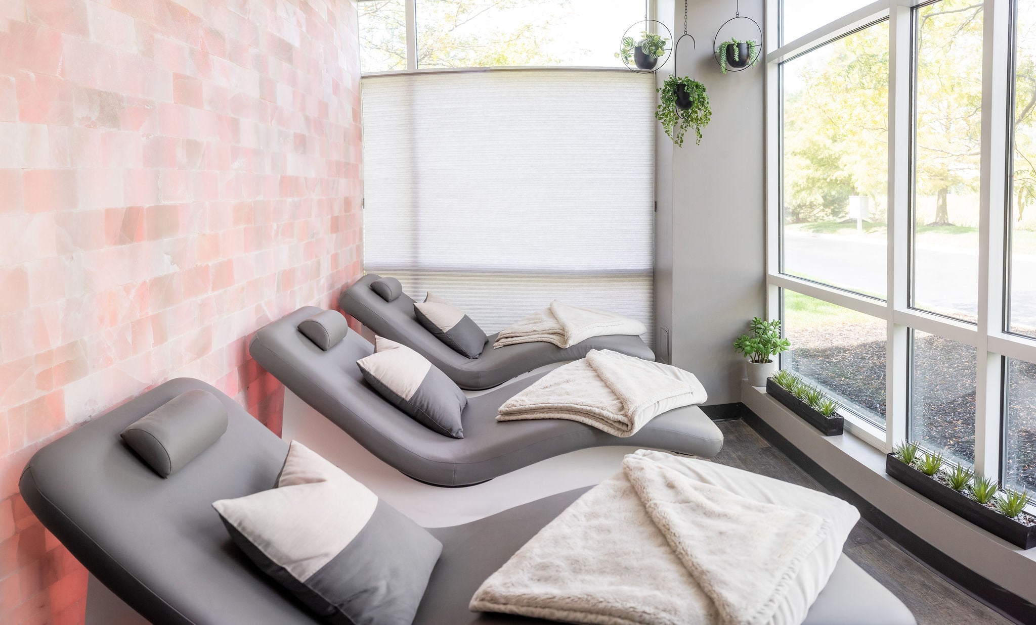 Salt room therapy lounge for relaxation and respiratory wellness